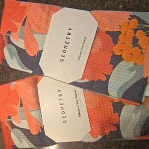 Geometry Floral Print Kitchen Towel Set Of Two